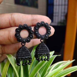 Floral Black Earring