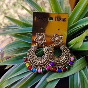 Gold Earring Multicolor Beads
