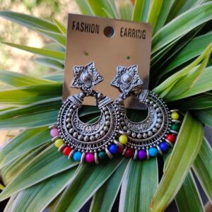 Silver Earring Multicolor Bear