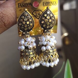 TRADITIONAL JUMKA WITH WHITE PEARL CLUSTER