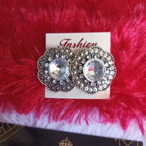 BIG SIZE SILVER STONE STUD ROUND SHAPE
