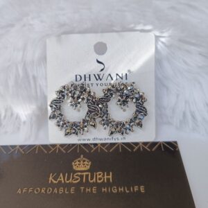 FLORAL BLACK STONE TOP EARRING