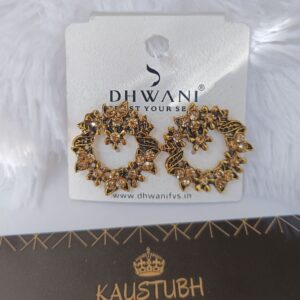 FLORAL GOLDEN STONE TOP EARRING