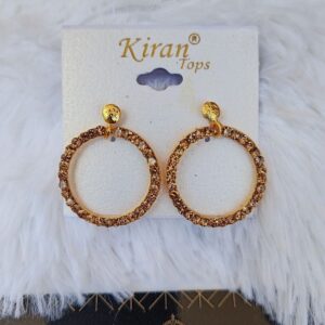 GOLD BASE GOLD STONE CIRLCLE EARRINGS