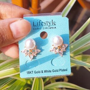 LIFESTYLE PEARL CZ STONE EARRING