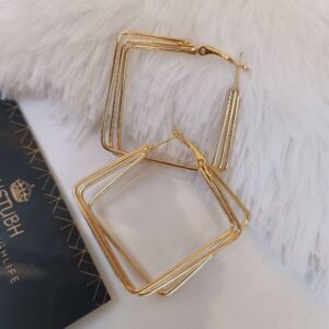 SQUARE SHAPE HOOP EARRING POLISHED GOLD