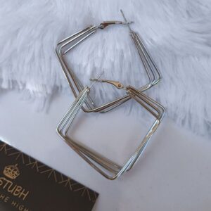 SQUARE SHAPE HOOP EARRING POLISHED SILVER