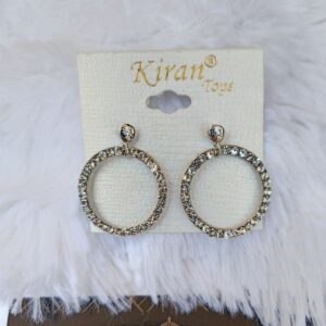 WHITE BASE WHITE STONE CIRCLE EARRING