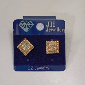 HEAVY STONE WORK SQUARED CZ STUD