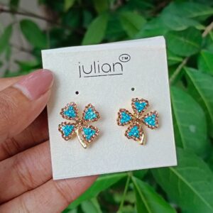 LUCKY FLOWER GOLDEN STONE EARRING SKY BLUE