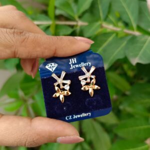 MANORANJITHAM FLOWER GOLDEN CZ STUD