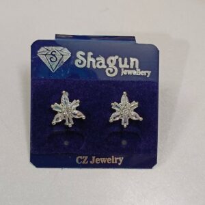 WHITE BASE CRYSTAL CZ FLOWER STUD